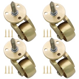 Litoexpe 4 Pcs Universal Brass Stem Caster Wheels, 360 Degree Rotation, Noise-Free Rolling, Brass Threaded Stem, 100kg/220lbs Load Capacity