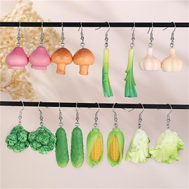 Cute Funny Vegetable Earrings Acrylic Realistic Pickle Earrings Cucumber Garlic Corn Cabbage Kawaii Dangle Drop Earrings-Mushroom