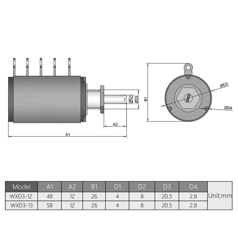 WXD3-13-2W Precision Multi-Turn Potentiometer 1K 2.2K 3.3K 4.7K 10K 22K