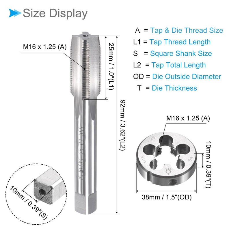 CoCud Tap Dice Tap & Die Set M16 x 1.25