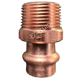 (1) EZ-FLUID 1/2" Press x 3/4" MIP LF Copper Press Reducing Male Adapter,Pressure Copper Press Reducer Fitting Male NPT x Press Connection for Residential,Commercial Plumbing