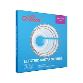 Electric Guitar Strings. Alice Nickel Plated Electric Guitar String 6 Strings with Ball-End & Nano Coating - Bright Clear Sound - 09-42 Custom Light