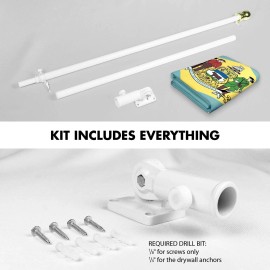 UD_G128 Combo Pack: 6 Ft Tangle Free Spinning Flagpole (White) & Delaware Flag 3x5 Ft Printed 150D Polyester, Brass Grommets (Fl