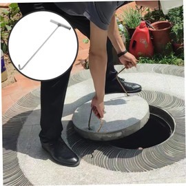 Hohopeti Stainless Steel Manhole Cover Hook T Shape Heavy Duty Lift Tool 15.2X5.9X2.2 Inches for Sewer Lids Roller Shutter Doors Household Use