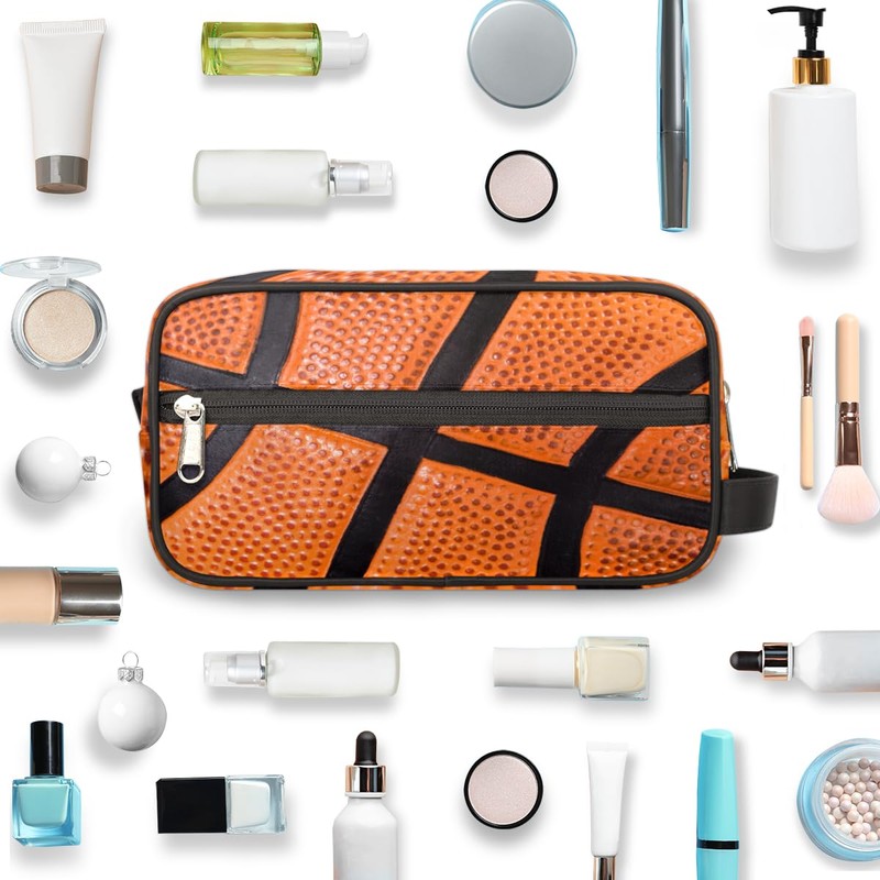 Retro Basketball Travel Toiletry Bag for Boys Men, Waterproof Hanging