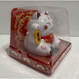Cal Mart Gifts Solar Powered  ManekiNeko Welcoming Hands Waving Fortune Cat-Money Come from All