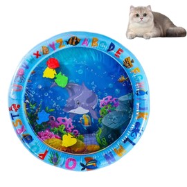 Sensor Water Play Mat for Pets,Water Sensor Play Mat for Cats Dogs,Thickened Cat Play Mat,Interactive and Portable Dog Water Mat,Cat Water Mat with Fish,Cat Cooling Mat with Inflator