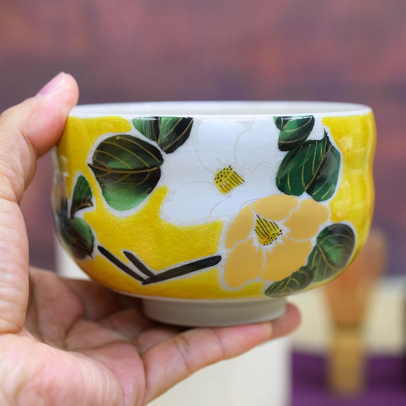 Matcha Bowl, Pottery, Kutani Ware, Matcha Rice Bowl, Yoshidaya Gold