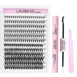 Lash Extension Kit 240 Pcs Cluster Lashes Kit Individual Lashes with Bond and Seal & Eyelash Tweezers Eyelash Extension Kit Lash Clusters (Set 20D/40D-0.07D-9-16Mix)
