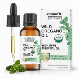 Oregavit Wild Oregano Oil - Aceite de Orégano Silvestre Orgánico 30 ml, Aceite Esencial Puro con 86-90% Carvacrol, Suplemento Alimenticio en Gotas