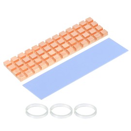 sourcing map Copper Heatsink 70x20x3mm with Thermal Pad and Rubber Ring for M.2 SSD Memory, PC, Laptop Cooler 1 Set