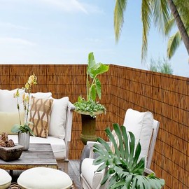 PAKNANO 2PACK Natural Reed Fencing 6FT X 16.4FT Reed Fence 6FT High Balcony Reed Fence Privacy Reed Screen for Outdoor Backyard Patio(Brown)