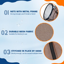 ORAPXI Pool Nets Swimming Pool Leaf Skimmer Nets Fishing Nets with Heavy Duty Metal Frame and Sturdy Metal Hook for Cleaning Pools, Ponds, Garden, Fish Catching