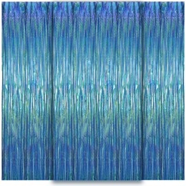 WD&CD Tinsel Curtains Colourful, Pack of 3 1 x 2 m Metallic Glitter Curtain Fringe, Glitter Foil Fringe for Party Decoration, Birthday Decoration, Wedding Decoration, Happy Birthday Decoration, Baby