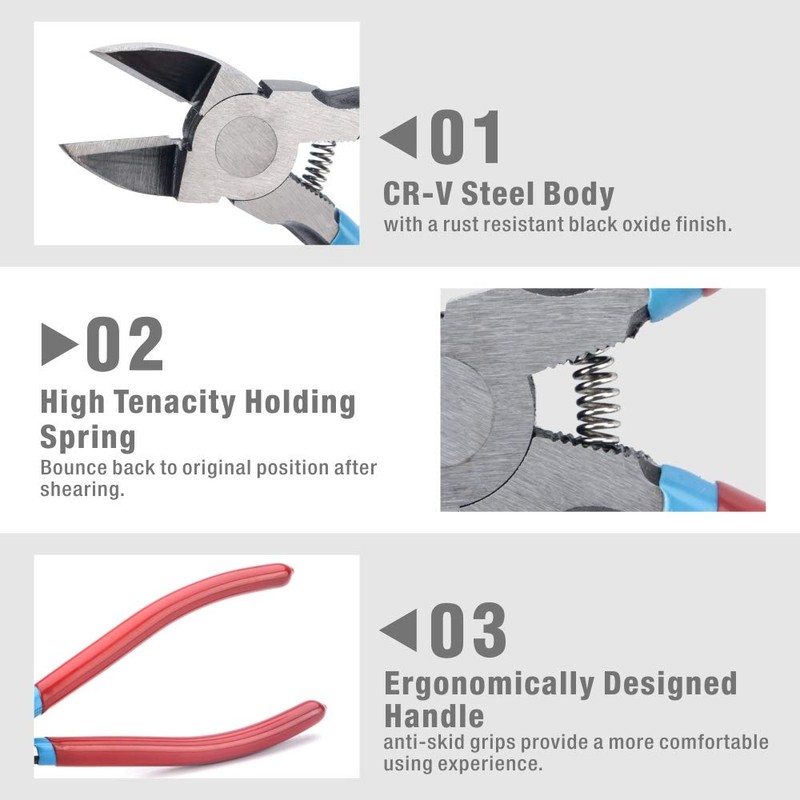 iCrimp Wire Flush Cutters, 6-inch Side Cutter, Clipper Wire Snipss