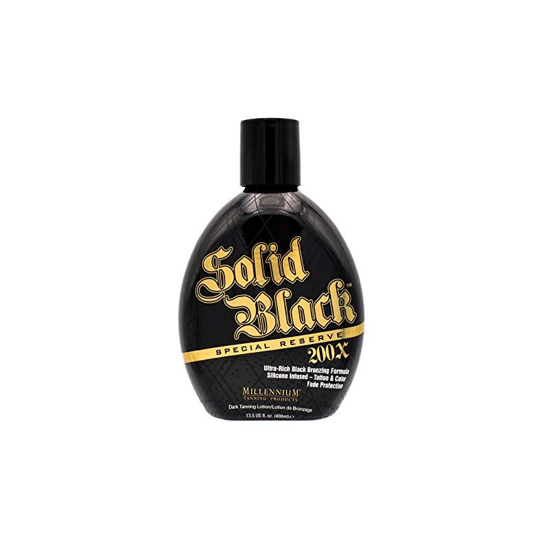 Millennium Tanning Products Solid Black Special Reserve 200X, loción bronceadora
