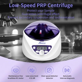 Maccx Lab PRP Benchtop Centrifuge Machine, Speed Range from 300-5000RPM, Rotor for 1.5-5mL/7mL/10mL/15mL/ x6 Tubes, Max. RCF 2600xg Low Speed PRF Benchtop Centrifuge, CEN-001