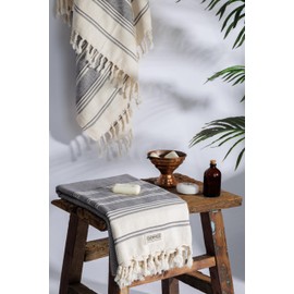 DEMMEX Certified 100% Organic Cotton & Organic Dye Prewashed XL Diamond Weave Turkish Cotton Towel Peshtemal Blanket for Bath,Beach,Pool,SPA,Gym, 71x36 Inches,14 Oz (Dark Grey)