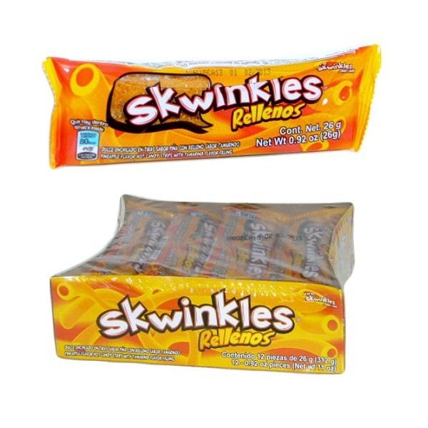 Skwinkles Rellenos PINA Enchilada Hot PINEAPPLE Filled Candy Strips 12 Pcs