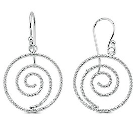 Vinani 2OHK Spiral Earrings Small Intertwined Shiny Sterling Silver 925 Earrings, Sterling Silver