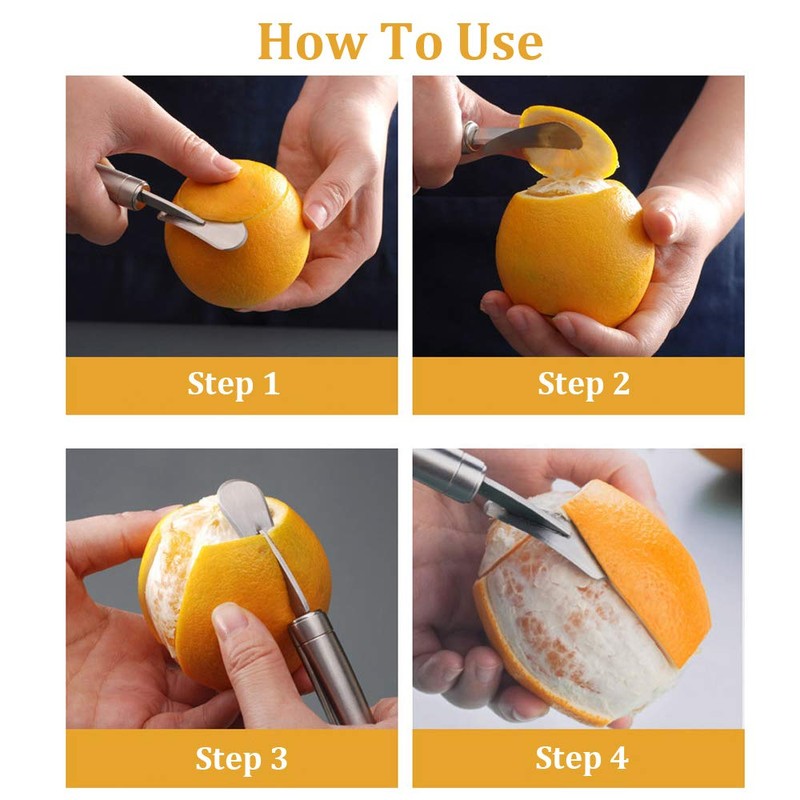 Orange Citrus Peelers Stainless Steel Slicer Cutter Peeler Remover Opener