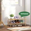 kiplant Bamboo Shoe Rack, 2-Tier Shoe Rack for Entryway, Free