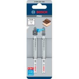 Bosch 2 x PRO Hardwood Clean T101BF Jigsaw Blades (for Hardwood, Fibreboard with Medium Density, Length 100 mm, Professional Accessories Jigsaw)