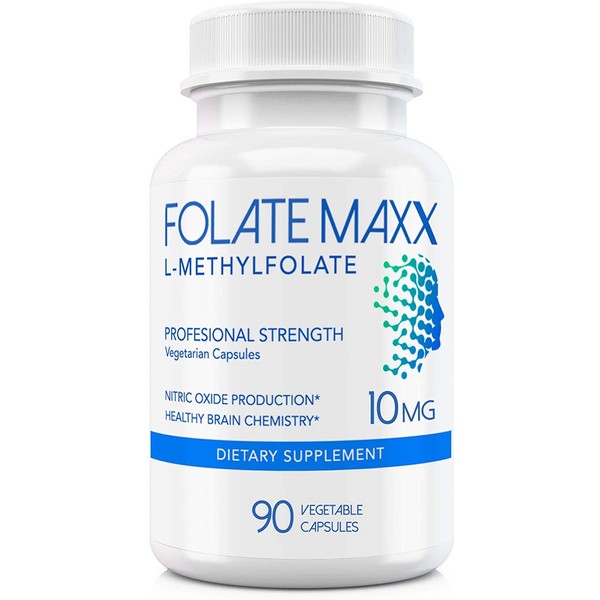 FolateMaxx L-Methylfolate 10 mg 90 Capsules Active Folate Non-GMO Methyl Folate, 5-MTHF
