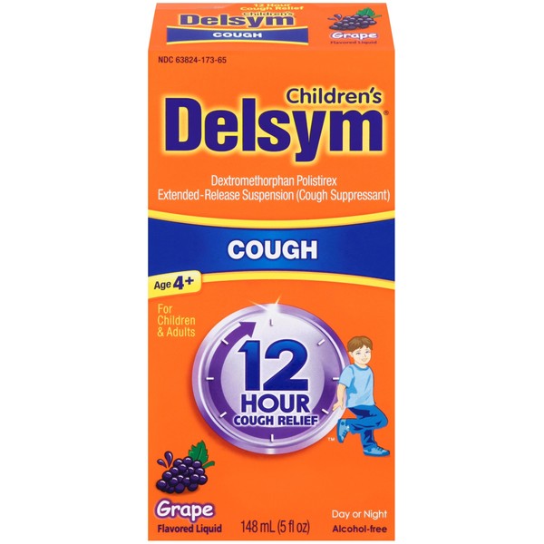 Delsym Children's Cough Suppressant Liquid, Grape Flavor, 5 Ounce (Pack of 6)