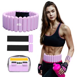 Silicone Adjustable Weighted Belt for Men & Women – DIY Weighted Walking & Exercise Belt with Removable Weights – Gym, Strength Training, Yoga, Hiking – Free Weight Adjustment for Wrist & Ankle(Pink, 4lb)