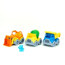 Green Toys Vehículo de construcción incluye cuchara, volquete, mezclador, 1 personaje, paquete de 3 - 4C