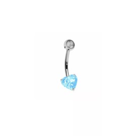 Unbranded 14k White Gold Heart Shaped Blue CZ Belly Button Ring