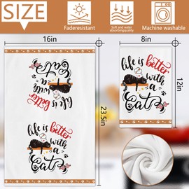 Hexagram Hexagram Cat Lover Kitchen Towels Set of 4 - Funny Dish Towels for Cat Mom, Housewarming Hand Towels, Cute Tea Towels Home Decor