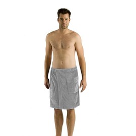 robesale Terry Spa Towel, Mens Spa Wrap for Beach, Swimming Pool, Sauna, Travel, Silver - XXL