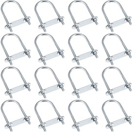 Therwen 16 Sets Round U Bolts Zinc Plated Steel Round Bend U Clamp with Nut Plate Washer (M6 x 40 mm X 90 mm)