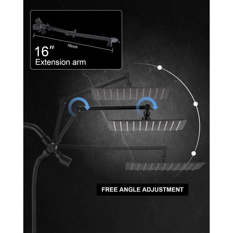 10" Rainfall Shower Head with Handheld Combo, High Pressure Dual