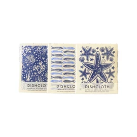SeaKisses - Pack of 3 Swedish Dishcloths - Starfish, Coral, Little Fish
