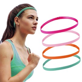 HASAKI 4 Paquete Bandas para el Cabello, Cinta Banda para el Sudor,Bandas para el Cabello de Silicona，Yoga, Correr, Deportes, Entrenamiento Diademas(B)