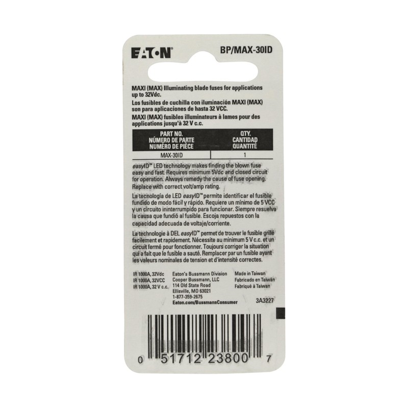 Bussmann BP/MAX-30ID easyID Illuminating Blade Fuse