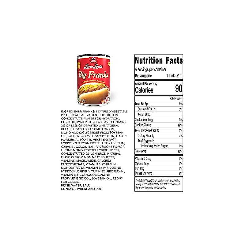 Loma Linda - Plant-Based - Big Franks (15 oz.) (Pack