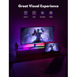 Under Monitor RGB Light Bar, LED Light for Desk Gaming Setup, USB Powered Keyboard Light, 12 Inch 5V, 353 Color Change Modes, Wireless Remote, LED Ambient Lights for Room Decor, Desk Setup, PC