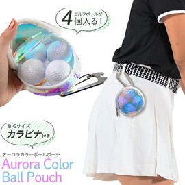 Golf Ball Case Ball Holder with Carabiner Aurora Color Women Cute Lightweight Cosmetic Pouch Pouch, Aurora Color, Modern