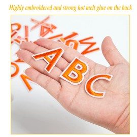 TXSN 72pcs Iron on Letters and Numbers Patches, Embroidered Letters and Numbers Applique Patches for Clothing, Hat, Jacket, Jeans, Backpacks, Bags and More, Orange