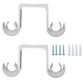 Tiweio Double Curtain Rod Brackets 2Pcs, Aluminum Alloy Ceiling Mounted, White