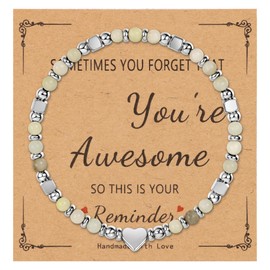 NICEIGHT Tiny Natural Stone Beaded Bracelets for Women Sometimes You Forget You're Awesome Inspirational Gifts Bracelets Mothers Day Graduation Christmas Birthday Gifts for Mom Friend Sister W