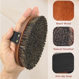YIOYOODA Dry Brushing Body Brush, Exfoliating Body Scrubber Natural Horsehair Bath Brushes Wooden Handle for Shower, Skin Exfoliation, Cellulite and Lymphatic Improvement Gift