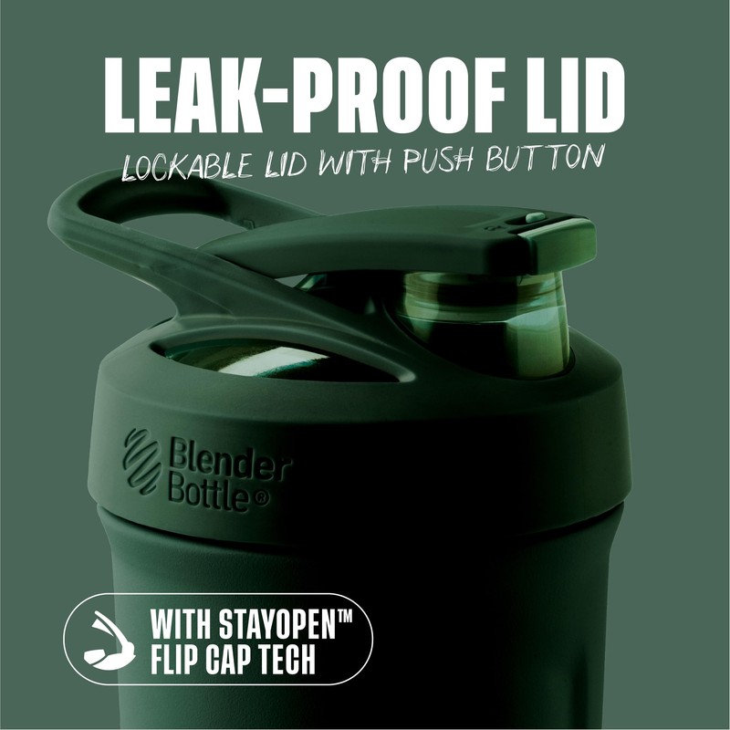 BlenderBottle Sport Insulated Stainless Steel Shaker Bottle with Wire Whisk,