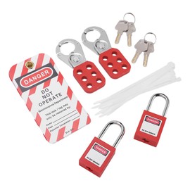 Electrical Lockout Tagout Kit with Safety Padlocks Hasps Loto Keys Bag, Durable Nylon Material and Equipped with Writable for Electrical Prevention