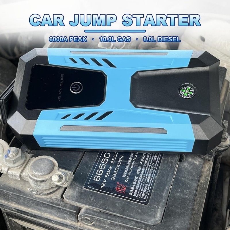 Gehopow 12v Jump Starter for 10.0L Gas/8.0L Diesel, 6000A Peak