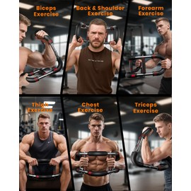 Upgraded Twister Arm Trainer, Adjustable Chest Workout Equipment, Portable Arm Exerciser for Upper Body Strength Training, Detachable Power Twister Bar for Home Gym Fitness (Red 30-130 lbs)